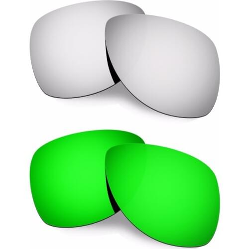 HKUCO For Oakley Dispatch 2 Sunglasses Polarized Replacement Lenses Silver/Green Pairs 100% UVA & UVB