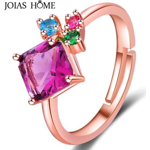 JoiasHome Trendy Women Ring With 11*7mm Stones Rose Gold Color Female Silver 925 Jewelry Wedding Party Gift Size 6-10 Wholesale
