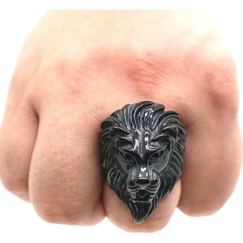 316L Stainless Steel Cool Classic Black Lion King Ring