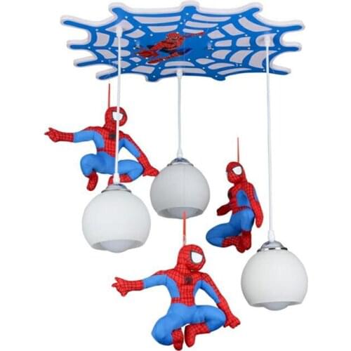 Creative Novel Pendant Lights Spider Man Shape Hanging Lamp for Children Bedroom Study Living Room Light Fixtures Home Deco Led