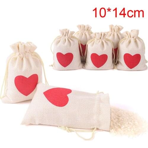 1Pcs Christmas Love Gift Bags Jute Bag Candy Storage Pouch DIY Xmas Jewelry Bag