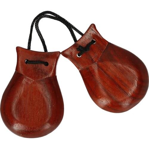 Muslady 2 Pairs of Castanets Wooden Hand Castanet Finger Clappers Clicker Small Percussion Brown and Wooden Musical Instruments