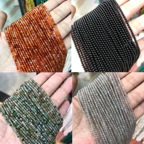 Natural Black Onyx Red Indian Agates Stone Beads for Jewelry Making DIY Bracelet Necklace Size 2mm 15" Loose Strand Spacer Beads