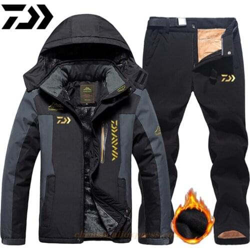 Daiwa 2020 Men New Jacket Winter Warm Windproof Waterproof Outdoor Sports Snowboarding Fishing Fleece Coat Trousers Ski Suit