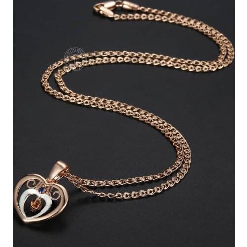 585 Rose Gold Womens Pendant Necklace Mother Kid Jewelry Dropshipping Heart Shaped Pendant Necklaces For Women Fashion DGP371