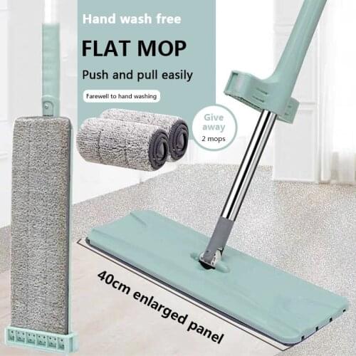 Flat Mop Free Hand Washing Stainless Steel Handle Spin Mop Home House Office Cleaning Tool Microfiber Pad Kitchen Floor Clean