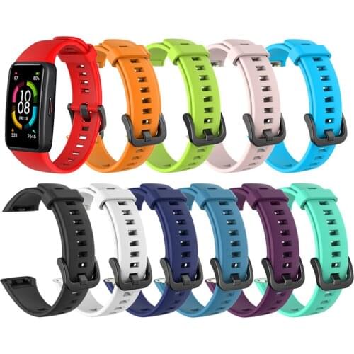 Silicone Watch Strap for Huawei Honor Band 6 Smart Watch Soft Sport Waterproof Wrist Bracelet Belt Watchband Accessories correa