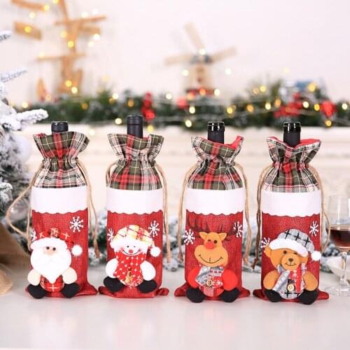 Christmas decorations for home gift bag Restaurant Party Decoration Santa Claus Red Wine Bottle cover beer Champagne Gift Bag
