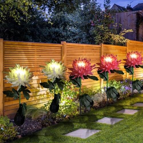 Solar Chrysanthemum Light, IP65 Waterproof Stainless Steel Rod Garden Stake Decoration