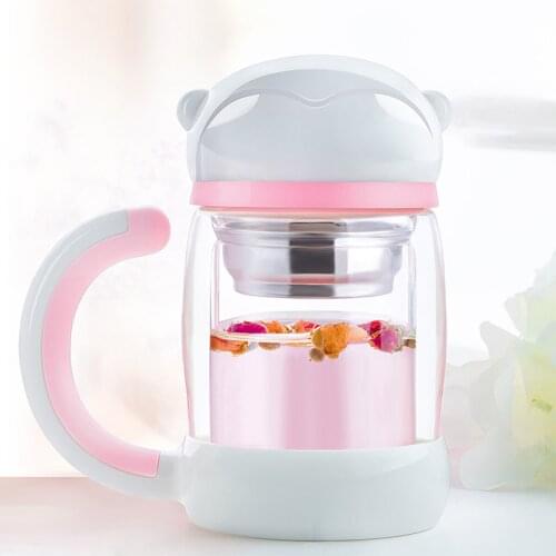 Tianxi glass water cup female Korean fresh cute home double layer will carry the creative tea cup filter cup