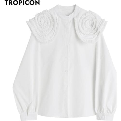 Женские рубашки с рюшами TROPICON China At AliExpress