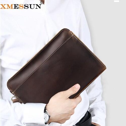 XMESSUN 2021 New Business Clutch Retro Genuine Leather Cowhide Envelope Bag Fashion Casual Design Wallet Purse Ins K282