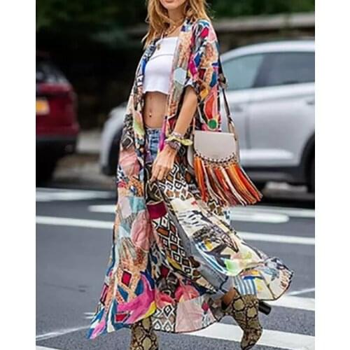 Women Print Beach Cover Up Swim Cover Up Dress Plus Size Beach Wear Vacation Outfits Summer Beach