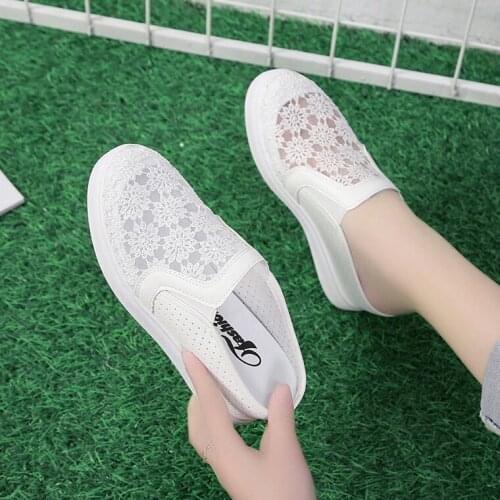 Comfortable Women Loafers Shoes Lace Slip On Walking Shoes White Sneakers Casual Shoes Ballet Flats Platform Shoes