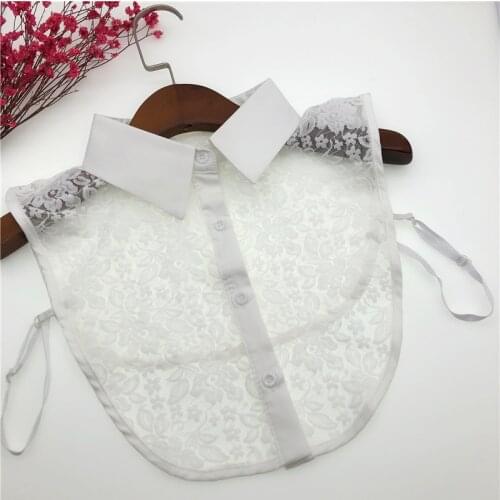 Womens Sleeveless Fake Collar Shirt Female Detachable Collars Lady Removable Lapel Half Shirt Turn Down False Collar Tie