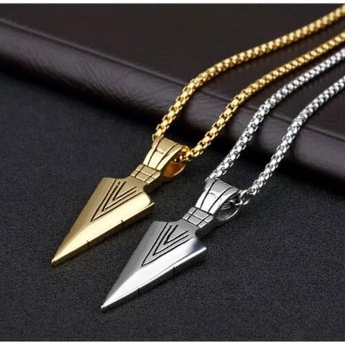 Women Men Necklace Stainless Steel Spearhead Arrowhead Pendant Necklaces Chocker Jewelry NYZ Shop