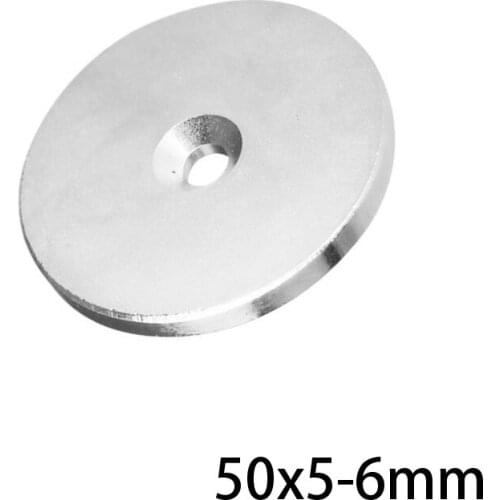 1~30PCS 50x5-6mm Permanent NdFeB Strong Magnets 50*5 Hole 6mm Round Countersunk Neodymium Magnet 50x5-6 Big Disc Magnet 50*5-6