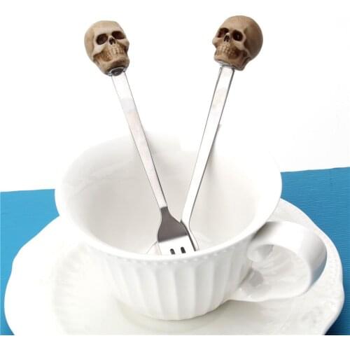 1pc Skull Skeleton Fork Spoon Set Steel Nice Gift for Birthday Christmas