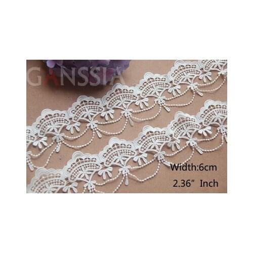 1YARD Width:6cm Water-Soluble Lace Trim Iovry White For Floral Accessories/ Wedding Decoration/ Gift Wrapping (SS-2229)