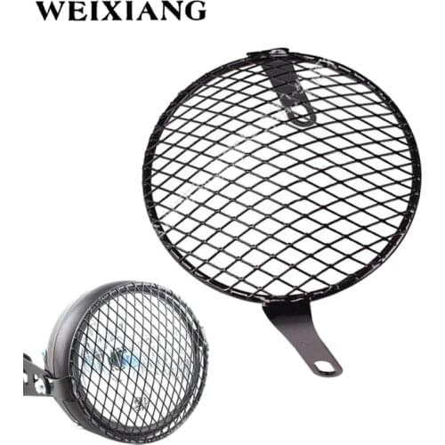 16cm Retro Motorcycle Headlight Grill Side Mount Cover Bracket Metal Mesh Grill Headlight Protector Guard Cover For Harley CG125