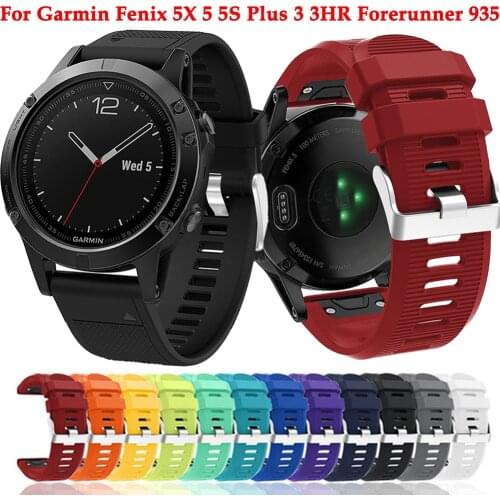 26 22 20MM watch band For Garmin Fenix 5X 5 5S Plus 3 3HR Forerunner 935 Wristband Strap Quick Release Sport Silicone Easy Fit