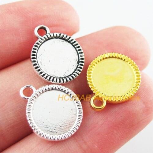 30Pcs Retro Tibetan Silver Gold Antiqued Bronze Tone Round Picture Frame Charms Pendants 12.5x15.5mm