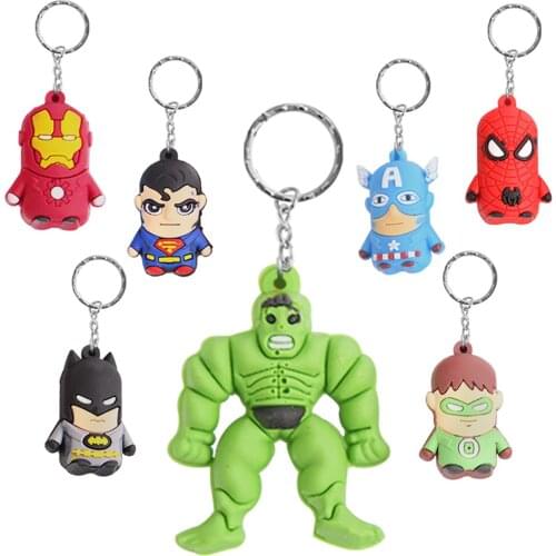 6pcs/Set 4-5cm Marvel Avengers Spiderman Hulk Captain America Soft Rubber Figure Model Toys Brinquedos Keychain Ring Pendant