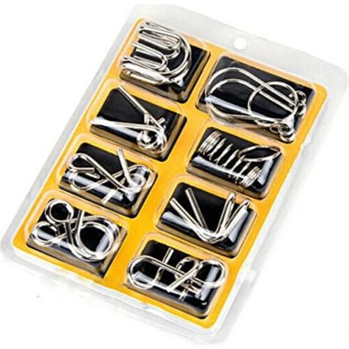 8PCS/Set Metal Wire Puzzle IQ Mind Brain Teaser Puzzles Game for Adults Children Kids
