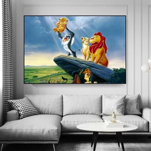 Lion King Anime Cartoon Abstract Retro Art Style Home Decoration Art Deco HD Quality Kids Room Poster Canvas Painting