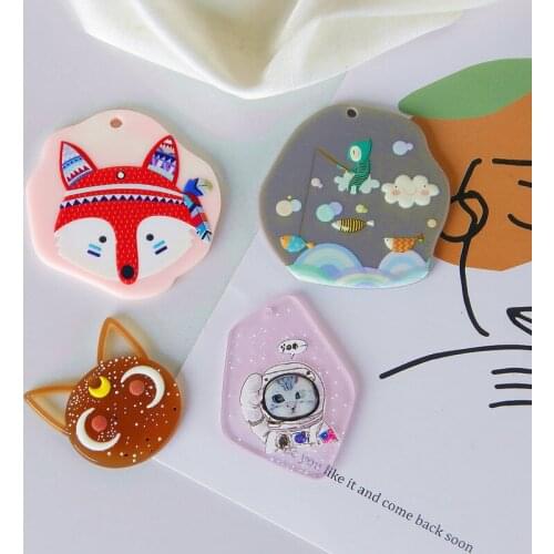 Contrast color cute heterosexual animal small fish kitten acrylic pendant DIY handmade jewelry earring nail accessory material