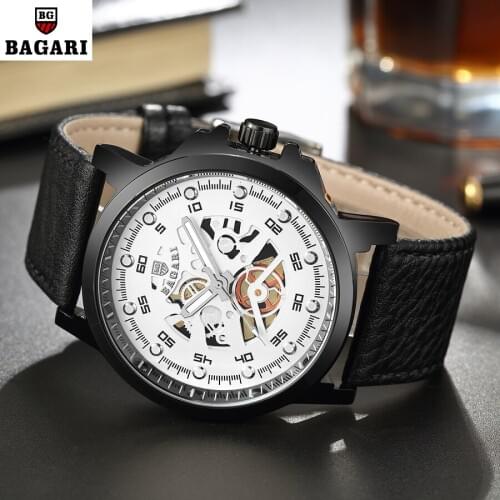 Relojes Hombre 2018 BAGARI Mens Watches Top Luxury Brand Fashion Gold Quartz Watch Men Leather Military Sport Waterproof Clock