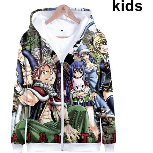 2 To 14 Years Kids Hoodies 3D Fairy Tail Print Hoodie Sweatshirt Boys Girls Long Sleeve Cartoon Jacket Coat Children Clothes