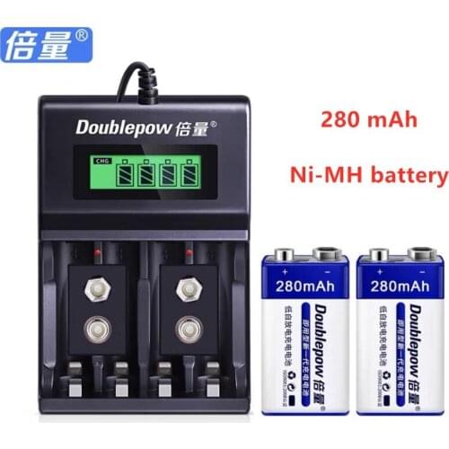 Doublepow 9 V Battery 280 mAh multimeter microphone Battery + 9V/AA/AAA rechargeable battery charger LCD smart display charger