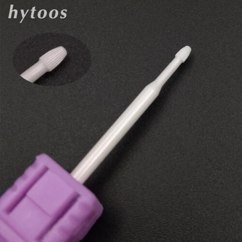 HYTOOS Ceramic Nail Drill Bit 3/32" Rotary Cuticle Burr Milling Cutter For Manicure Dead Skin Removal Drill Accessory Tools