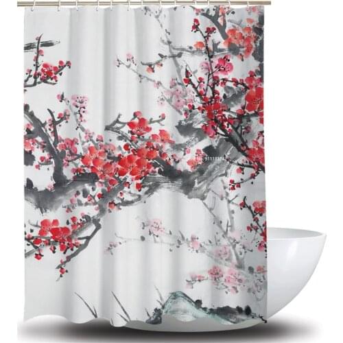 Natural Floral Floral Floral Shower Curtain Bathroom Decoration Waterproof and Mildewproof Polyester Fabric Shower Curtain