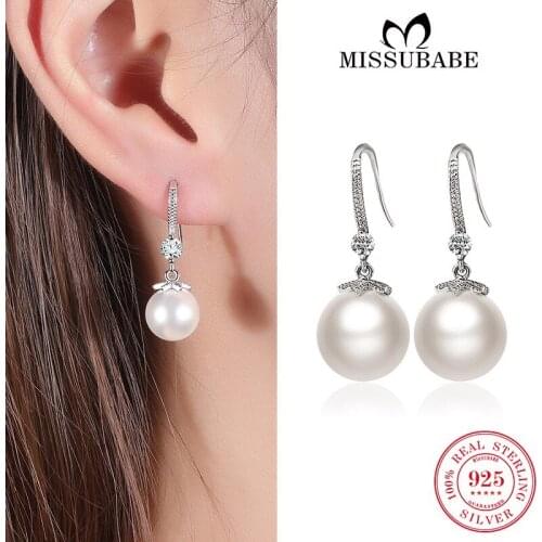 Fine Drop-earrings S925 Sterling Silver Natural Pearl Zircon Ear Drops High Quality New Fashion Jewelry For Women Girls Ladies