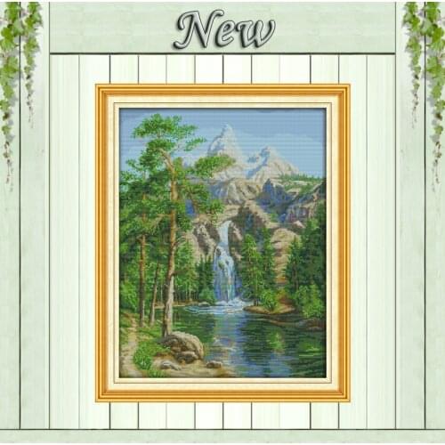 High mountain and flowing water diy Painting Counted Printed on canvas DMC 14CT 11CT Cross Stitch Needlework Kits Embroidery Set