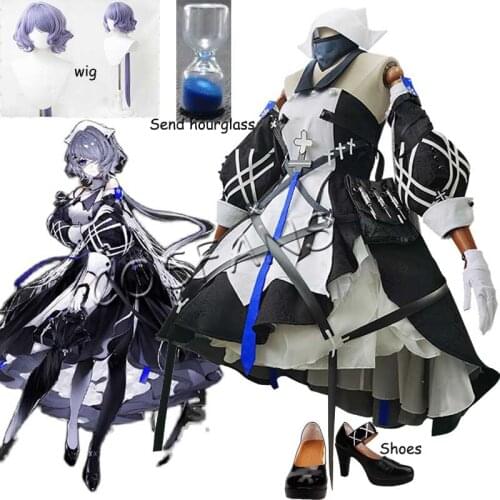 Arknights Whisperain RHODES ISLAND Initial Suit Lovely Dress Uniform Cosplay Costume Halloween Party Outfit Women wig Shoes