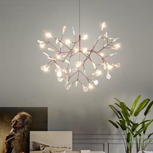 Modern Designer Firefly Led Chandeliers Lighting Gold Branch Led Chandelier Living Room Decor Drop Lights Hanging Lamp Fixtures