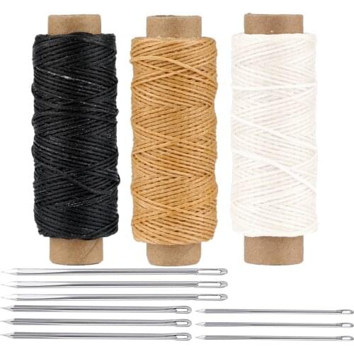 KAOBUY Leather Sewing Kit With Large-Eye Stitching Needles Waxed Thread Leather Sewing Tools For DIY Leather Craft