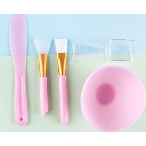5PCS Facial Mask set Mixing Bowl Set Diy Facemask Mixing Tool Kit With Silicon Facial Mask Brush Facial Mask Bowl Stick Spoon