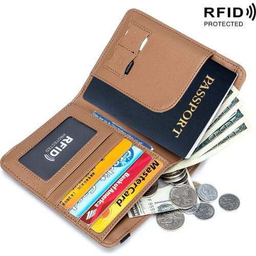 Genuine leather Passport cover Ultra thin RFID Wallet for documents high quality Mens wallet For passport Cowhide card holder