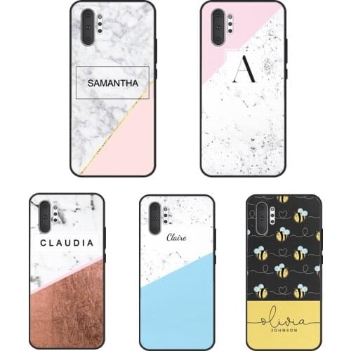 PERSONALISED MARBLE NAME INITIALS Phone Case For Samsung Galaxy S10 S9 S8 S20 FE S21 Ultra Note 20 Note9 Note 10 Plus Cover