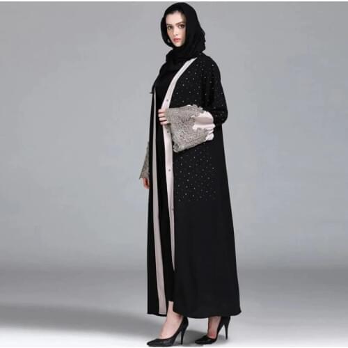 Fashion muslim opened abaya Arab Fashion Turkey Middle East beading diamond Cardigan Dresses Musical Robe Ramadan wj829