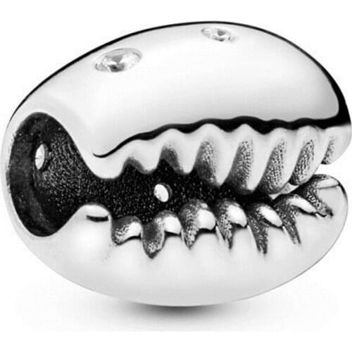 Genuine 925 Sterling Silver Beads Sparkling Coffee Bean Shell Charm Fit Pan Women Bracelet & Necklace Diy Jewelry