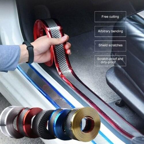 Car threshold bar anti-tread stick front bar decorative bar chrome shiny door crash bar bumper anti-scratch carbon fiber