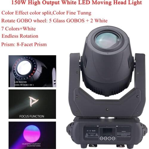 Professional Disco Dj Equipments 150W High Output White LED Moving Head Lights RGB 3IN1 LEDS 8 prism Effects beam Stage Lights