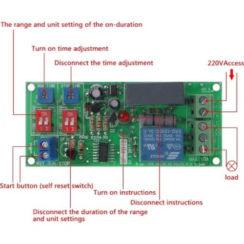 Cycle Delay Timing Timer Relay Switch Turn ON/OFF Module AC 110V 120V 220V 230V