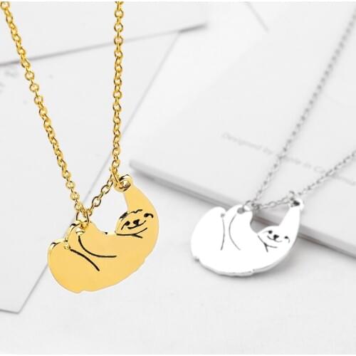 RONGQING 12pcs/lot Sloth Necklaces Women Men Jewellery Gold Silver Color Female Trendy Jewelry Personality Special Gift 2020
