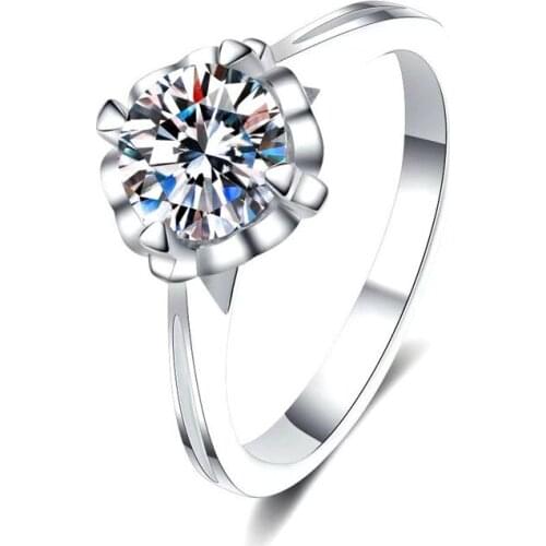 Luxury 925 Silver 1 Carat Excellent Cut D Color Pass Diamond Test Mossanite Party Ring